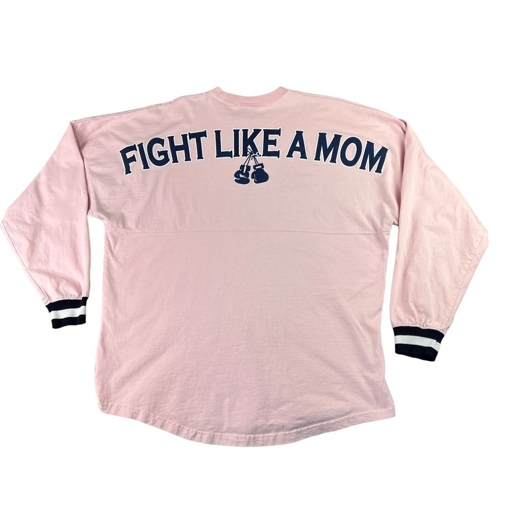 Spirit Jersey "Fight Like A Mom" Long Sleeve Light Pink Sweater Size L